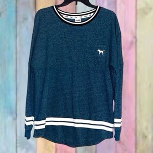 Victoria’s Secret Teal Blue Pink Logo Sweatshirt Top